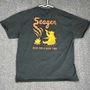 Seager T Shirt Mens XL Black Here For A Good Time Bear Graphic Tee